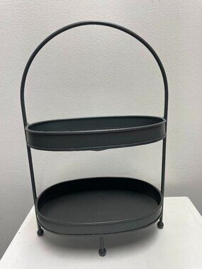8.5" x 12" 2-Tier Black Metal Tray.